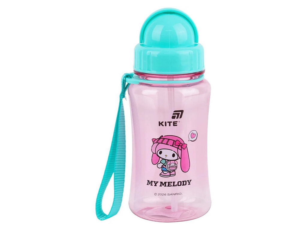 Бутылка для воды с трубочкой и ремешком Kite My Melody, 350 мл