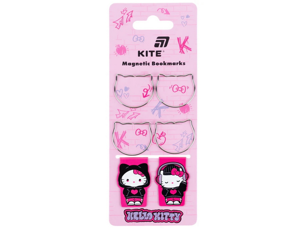 Набір магнітних закладок і фігурних скріпок Hello Kitty, 6 предметів, Kite