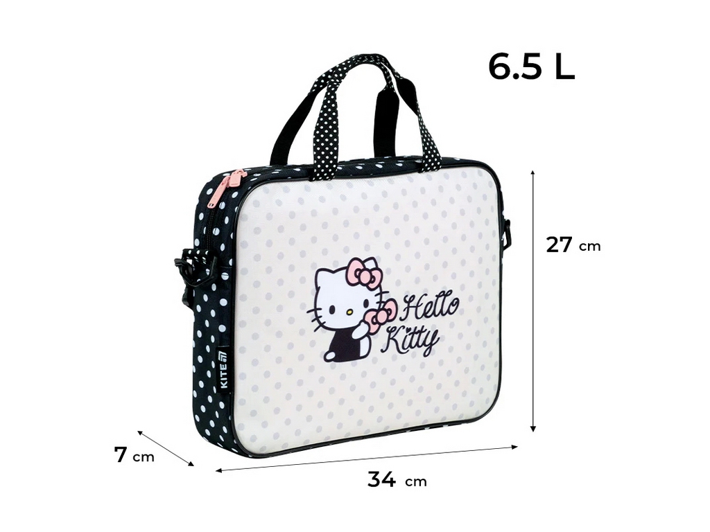 Сумка шкільна текстильна для А4 Kite Hello Kitty, 27x34x7 см, на блискавці, Kite