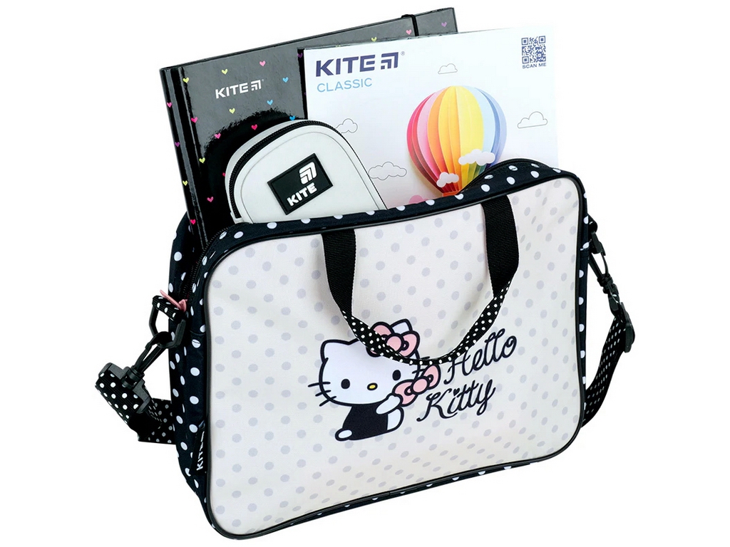 Сумка шкільна текстильна для А4 Kite Hello Kitty, 27x34x7 см, на блискавці, Kite