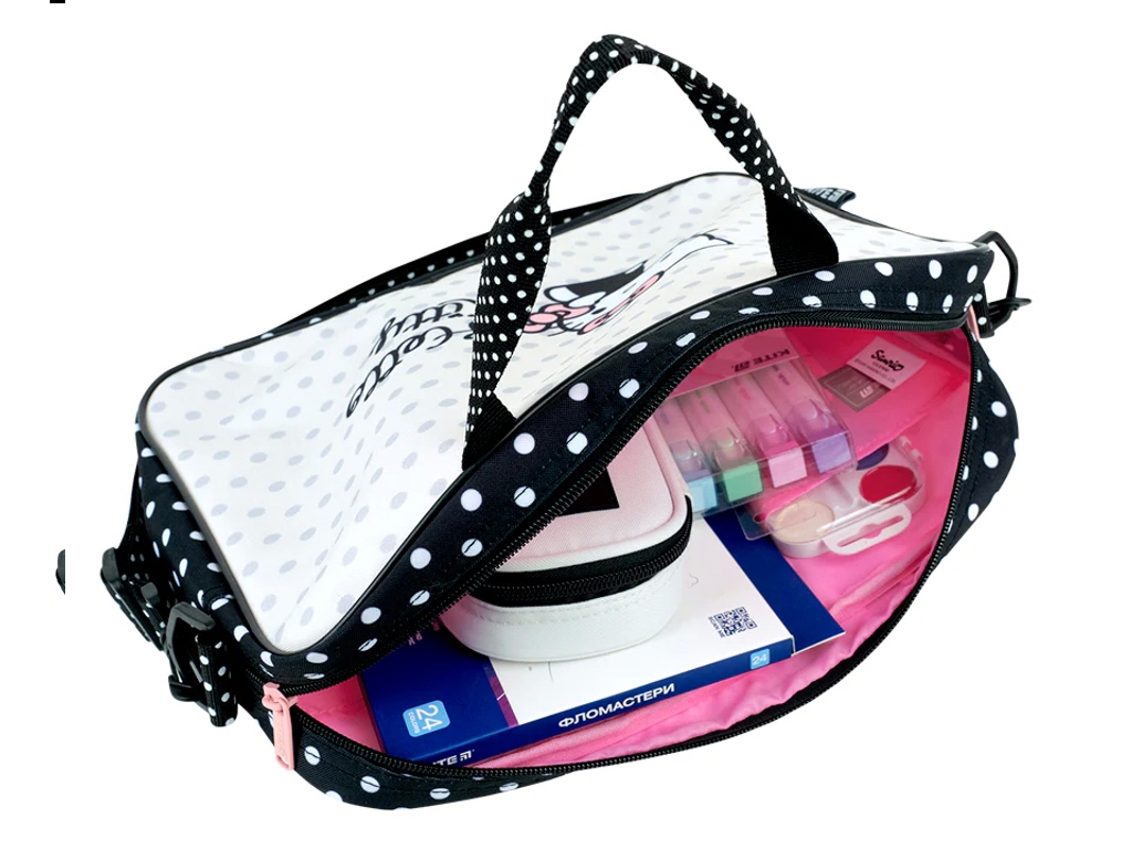 Сумка шкільна текстильна для А4 Kite Hello Kitty, 27x34x7 см, на блискавці, Kite