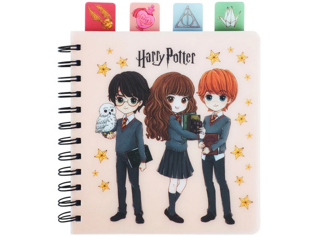 Блокнот із розділювачами Harry Potter, 80 аркушів, клітинка, пластикова обкладинка, Kite