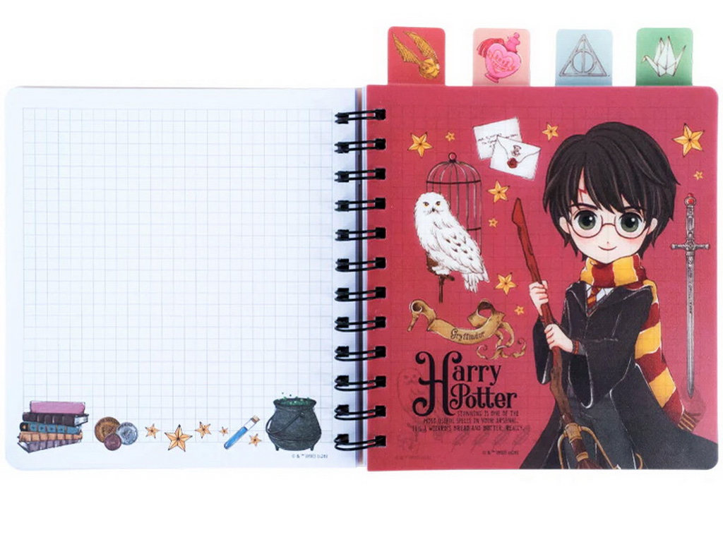 Блокнот із розділювачами Harry Potter, 80 аркушів, клітинка, пластикова обкладинка, Kite