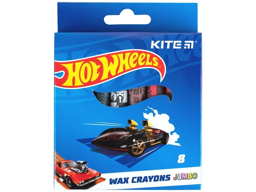 Крейда воскова Jumbo 8 кольорів Hot Wheels, Kite