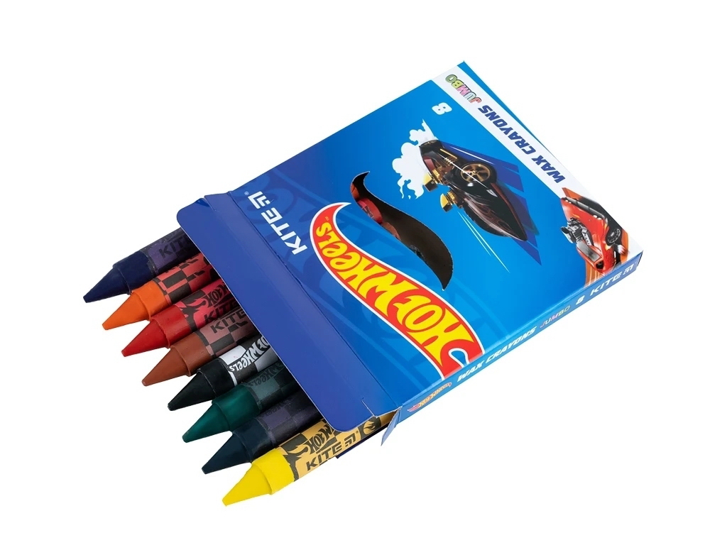 Крейда воскова Jumbo 8 кольорів Hot Wheels, Kite