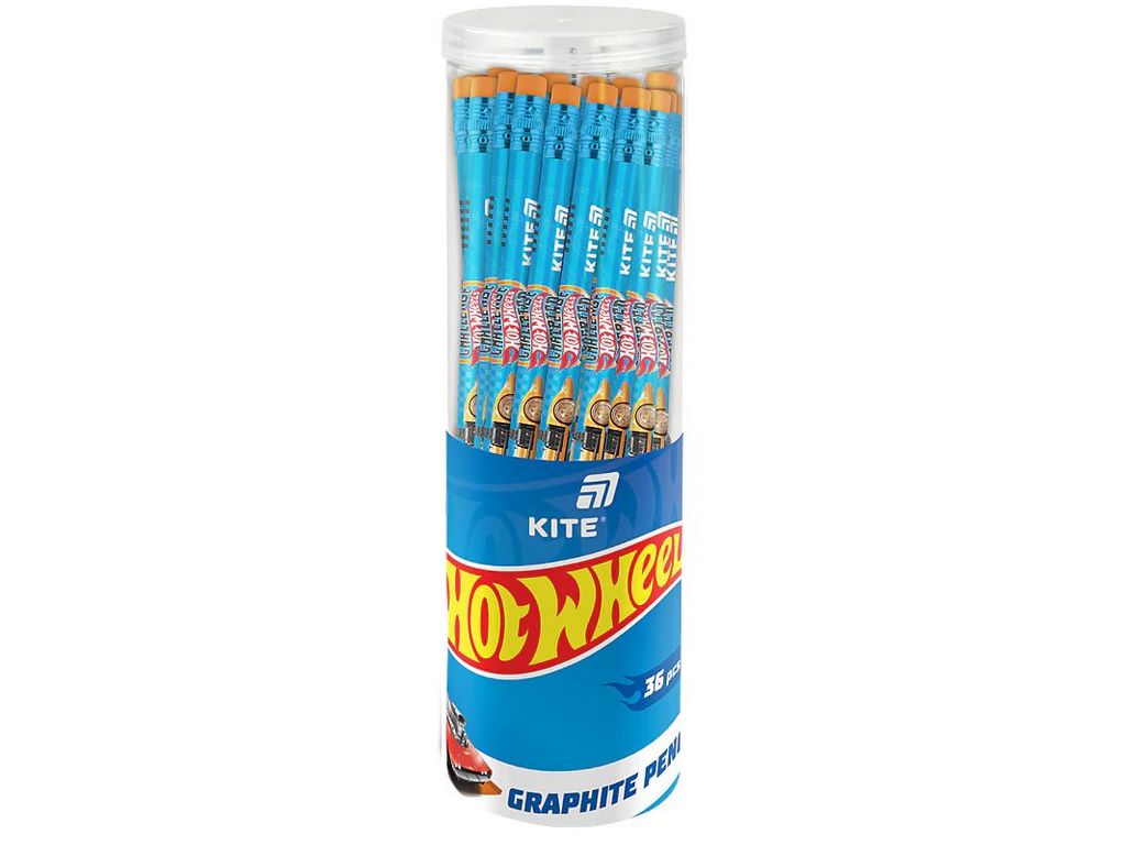 Олівець графітний тригранний з гумкою, Hot Wheels, Kite