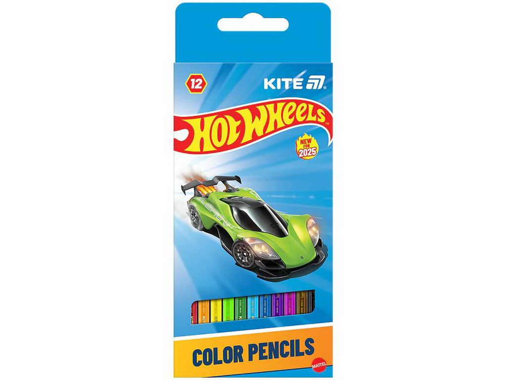 Олівці кольорові 12 шт, Hot Wheels, Kite