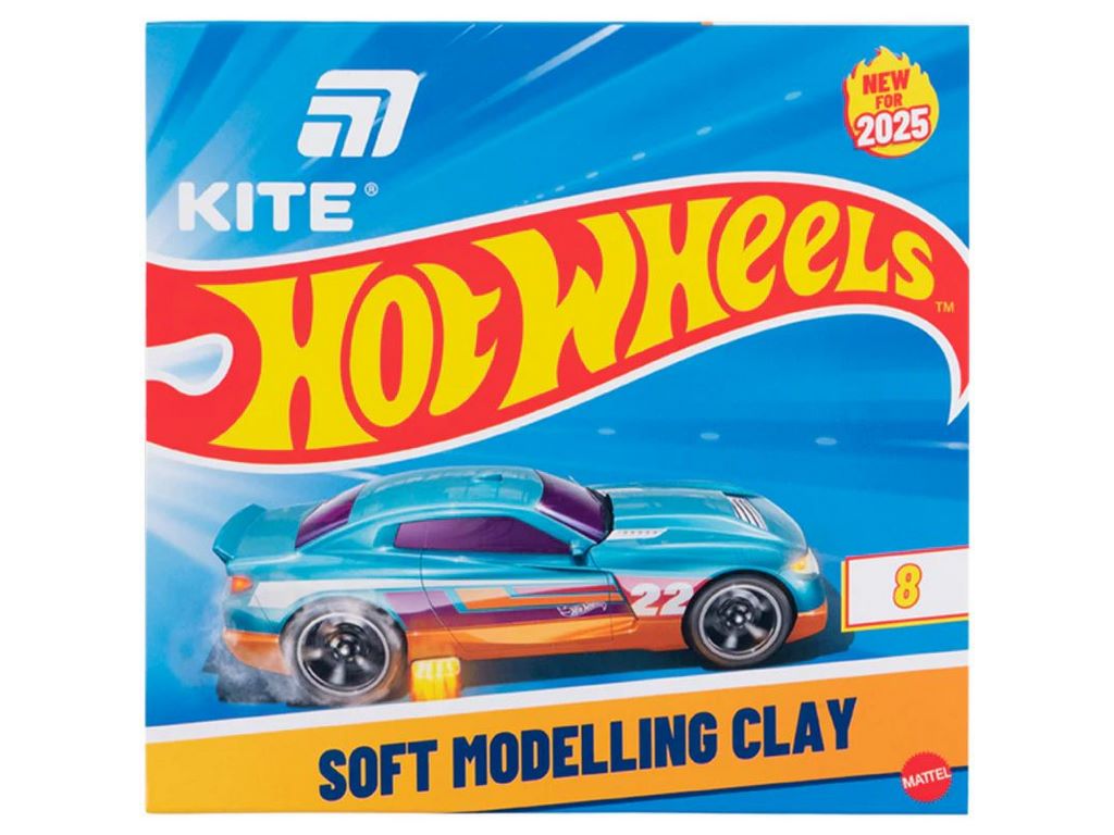 Пластилін восковий 8 кольорів, Hot Wheels, Kite HW25-082