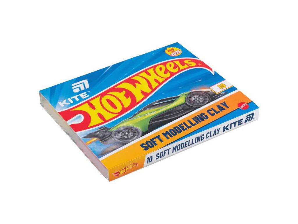 Пластилін восковий 10 кольорів, 200 грам, Hot Wheels, Kite HW25-084