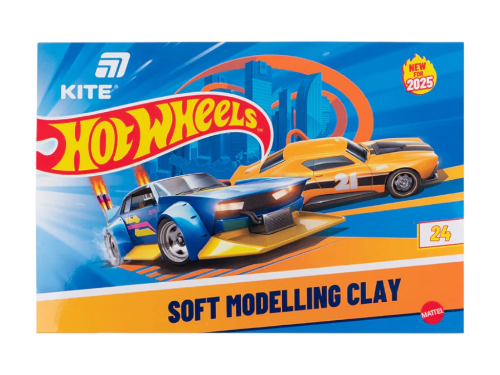 Пластилин восковой Hot Wheels HW25-089, 24 цвета, Kite