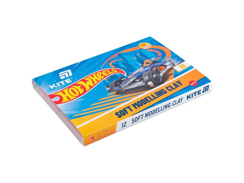 Пластилін восковий Hot Wheels м’який, 12 кольорів, з палітрою