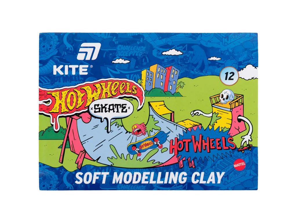 Пластилин восковой 12 цветов, 240 грамм, Hot Wheels, Kite