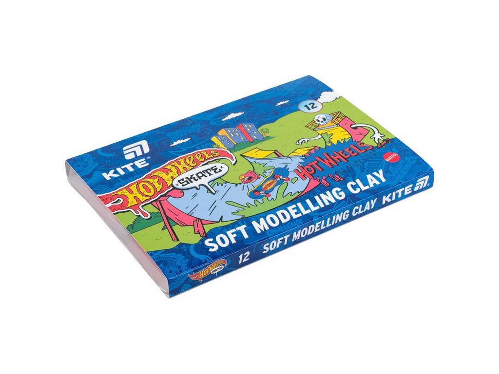 Пластилин восковой 12 цветов, 240 грамм, Hot Wheels, Kite