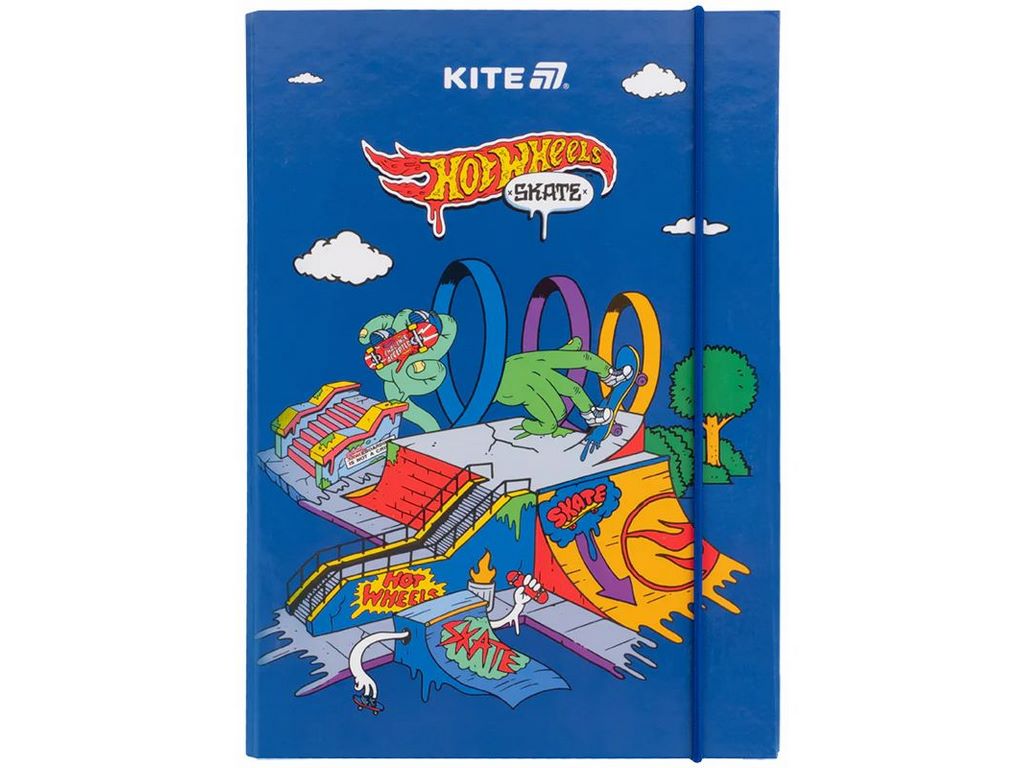 Папка для зошитів на гумці, картон, формат B5, дизайн Hot Wheels Skate, Kite