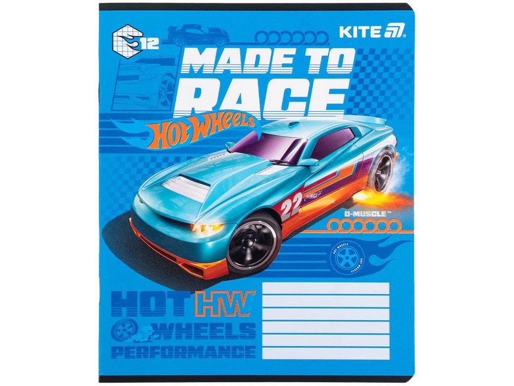 Зошит у клітинку 12 аркушів, Hot Wheels (ціна за 1шт)