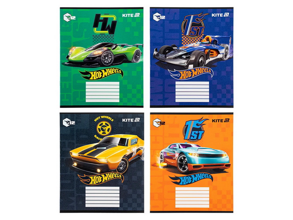 Зошит у косу лінію на 12 аркушів, Hot Wheels (ціна за 1шт)
