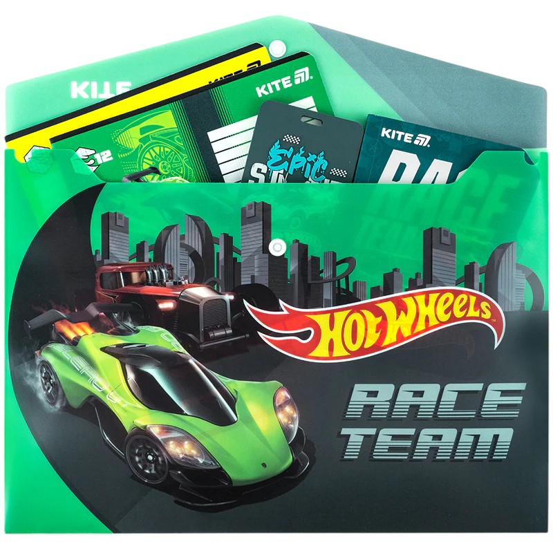 Папка на кнопці Kite Hot Wheels HW25-244, формат A4, поліпропілен, Kite