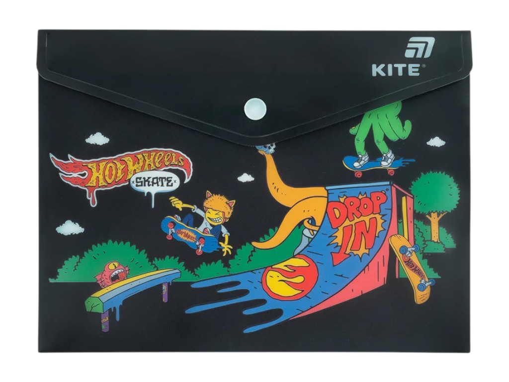 Папка на кнопці Kite Hot Wheels HW25-245, формат A5, поліпропілен, Kite