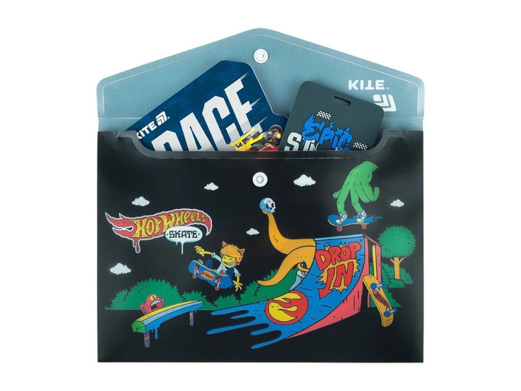 Папка на кнопці Kite Hot Wheels HW25-245, формат A5, поліпропілен, Kite