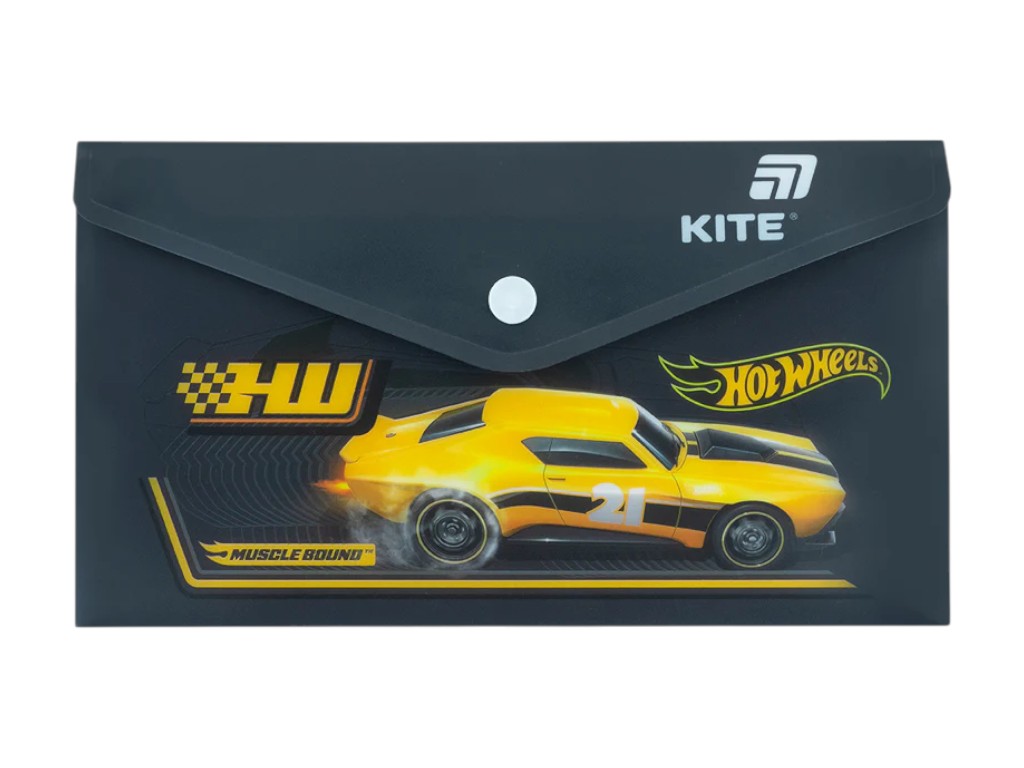 Папка на кнопці Kite Hot Wheels HW25-246, формат DL, поліпропілен, Kite