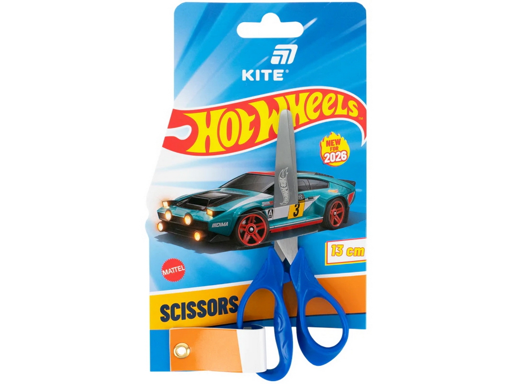 Ножницы детские Kite Hot Wheels HW26-122, 13 см, закругленные кончики, синий, Kite