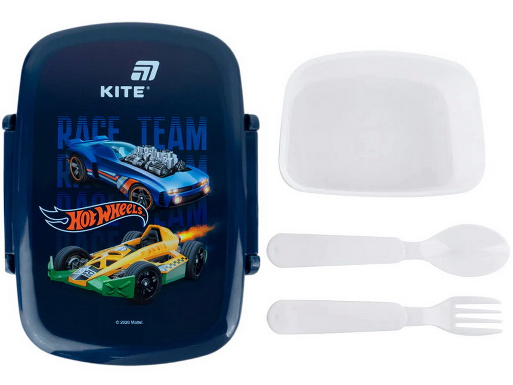 Ланчбокс з мініконтейнером та столовими приладами Kite Hot Wheels HW26-163, 750 мл
