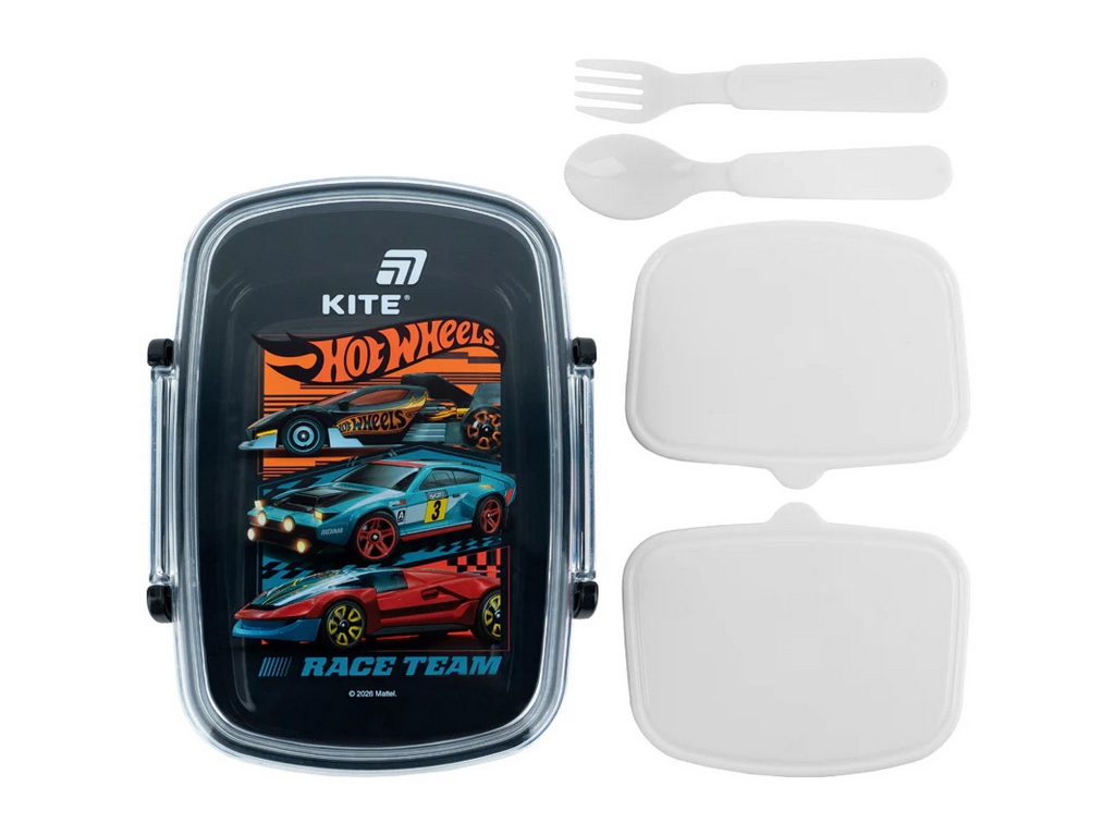Ланчбокс з контейнерами та столовими приладами Kite Hot Wheels, HW26-181, 750 мл