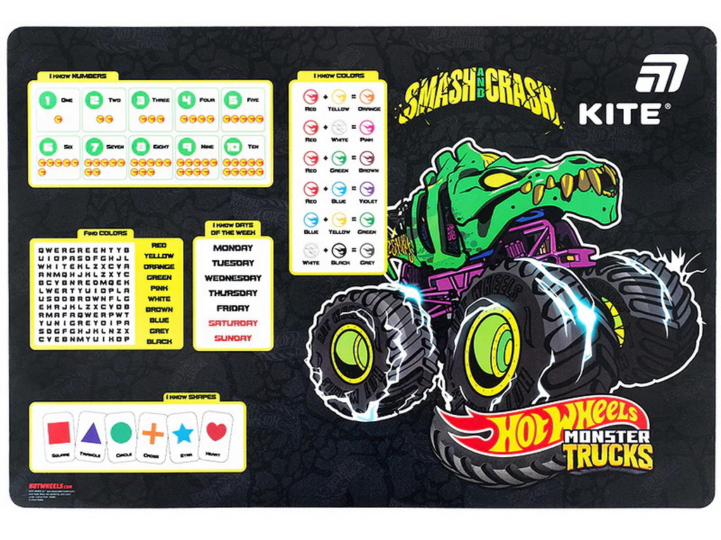 Настільна пластикова підкладка Hot Wheels, 42,5×29 см, для творчості, Kite
