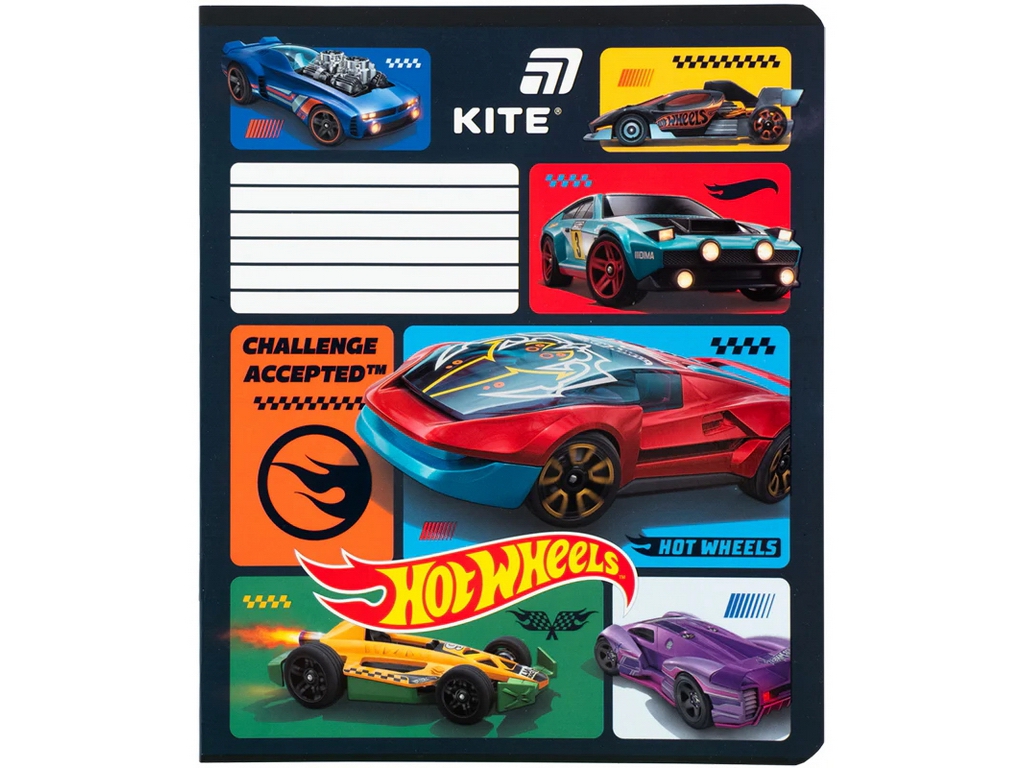 Зошит у лінію Hot Wheels Kite HW26-234, 12 аркушів, мікс видів, ціна за 1шт