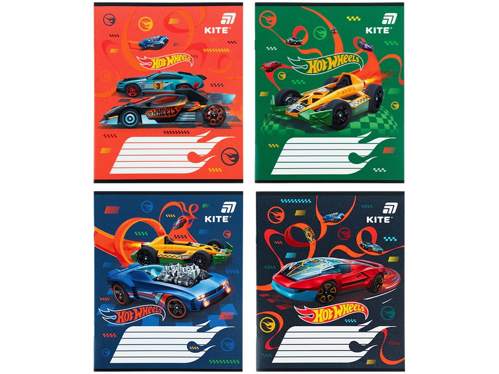 Зошит у косу лінію Kite Hot Wheels HW26-235, 12 аркушів, мікс видів, ціна за 1шт