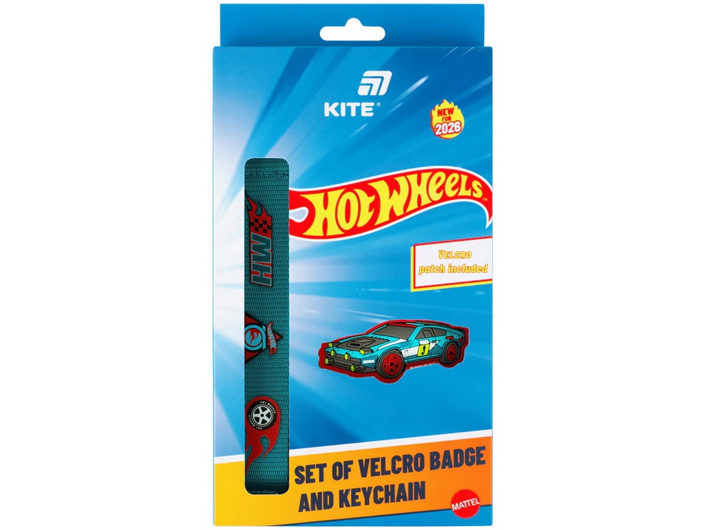 Набір бейджа на липучці та брелока Hot Wheels, 2 предмети, Kite