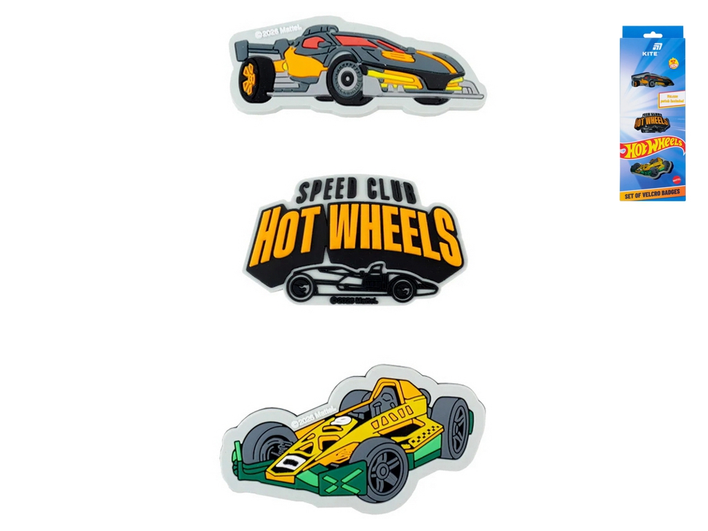 Набір бейджів на липучці Hot Wheels, 3 предмети, Kite