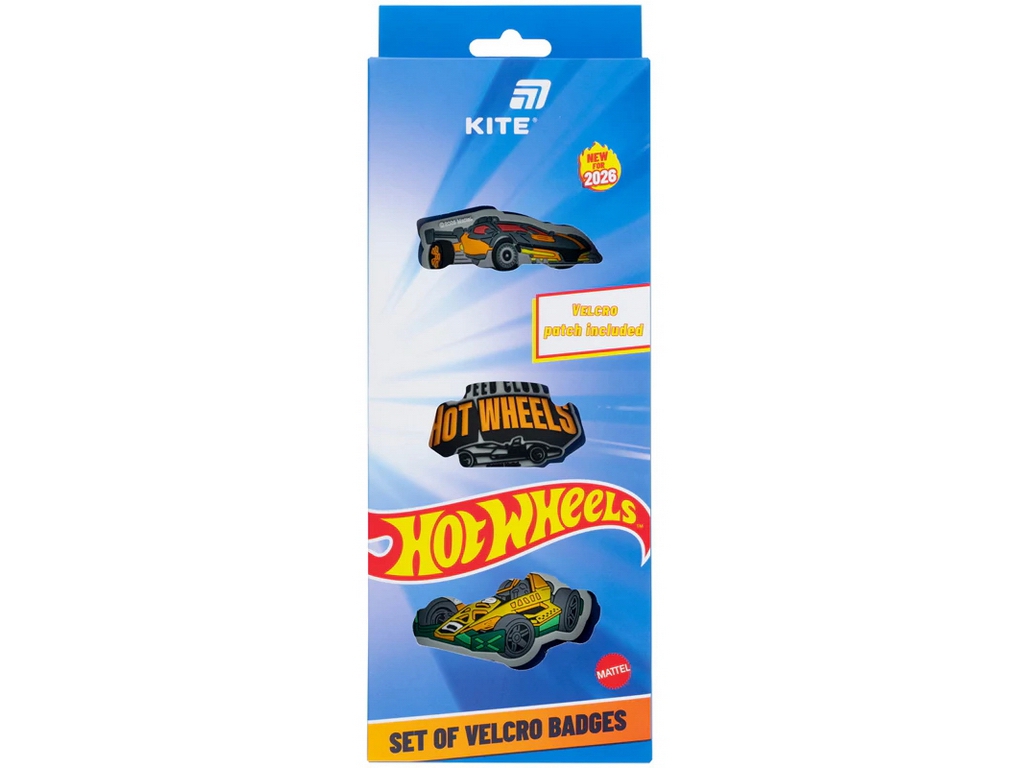 Набір бейджів на липучці Hot Wheels, 3 предмети, Kite