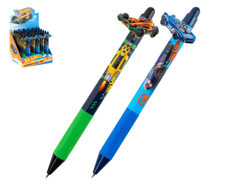 Ручка кулькова автоматична Hot Wheels, 0,5 мм, синє чорнило, 2 види (ціна за 1шт), Kite