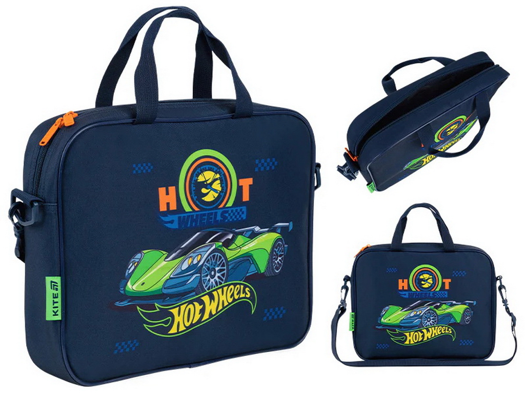 Сумка шкільна текстильна для А4 Kite Hot Wheels, 27x34x7 см, на блискавці, Kite