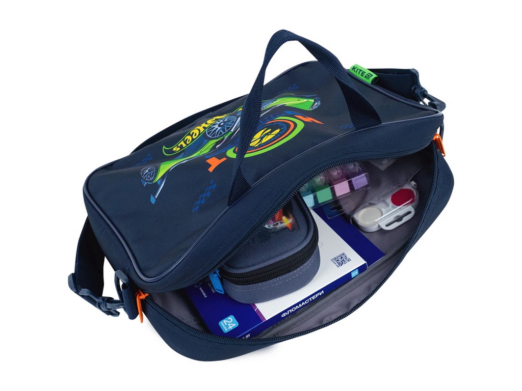 Сумка шкільна текстильна для А4 Kite Hot Wheels, 27x34x7 см, на блискавці, Kite