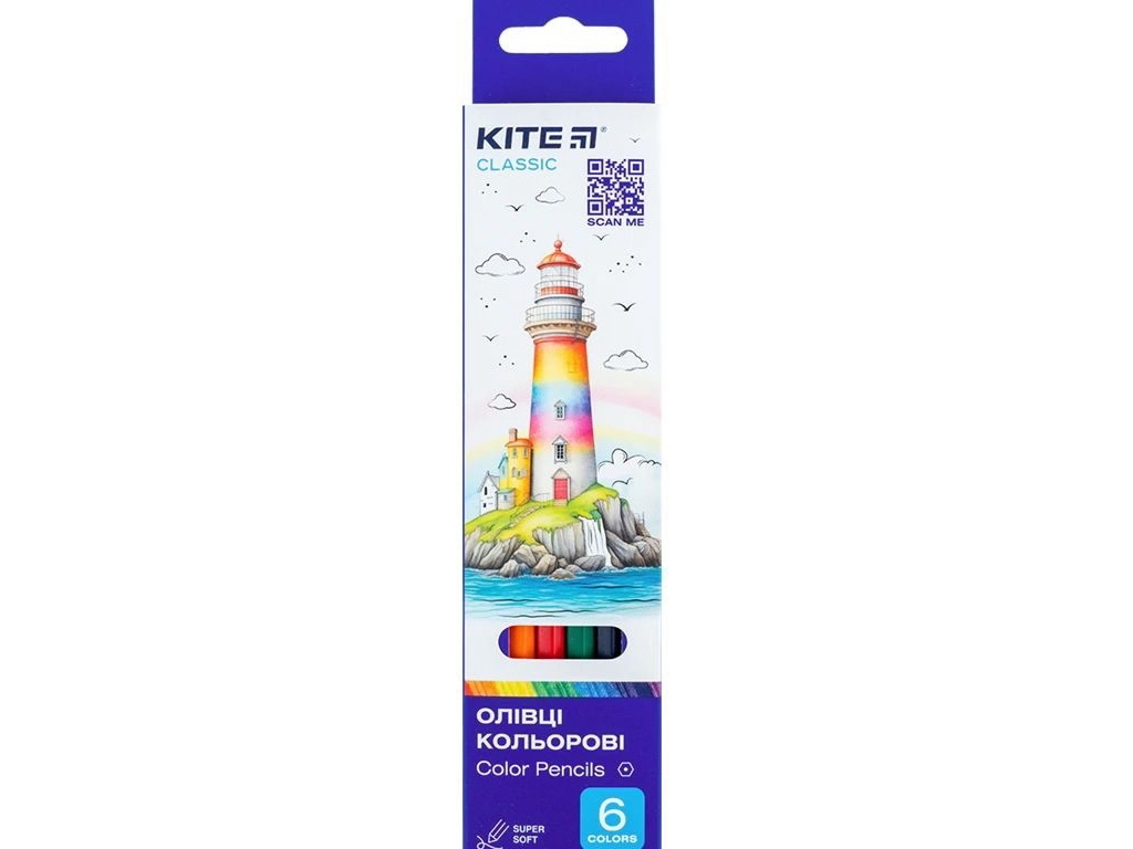 Олівці кольорові Classic 6 шт, Kite