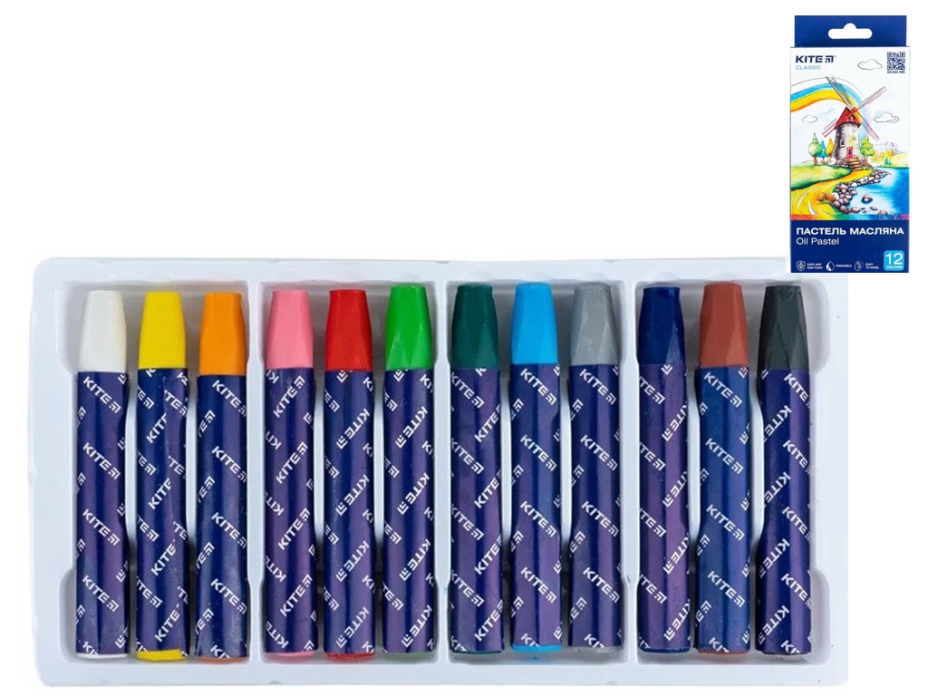 Пастель масляна 12 кольорів Classic, Kite