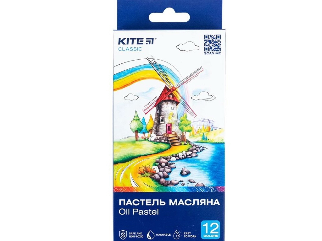 Пастель масляна 12 кольорів Classic, Kite