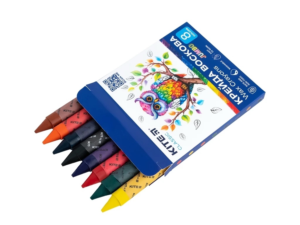Крейда воскова Jumbo 8 кольорів Classic, Kite