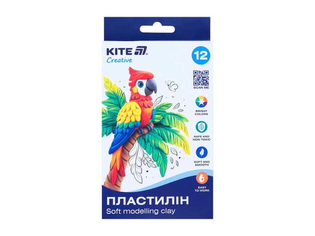 Пластилін восковий Creative K-086, 12 кольорів, Kite K-086