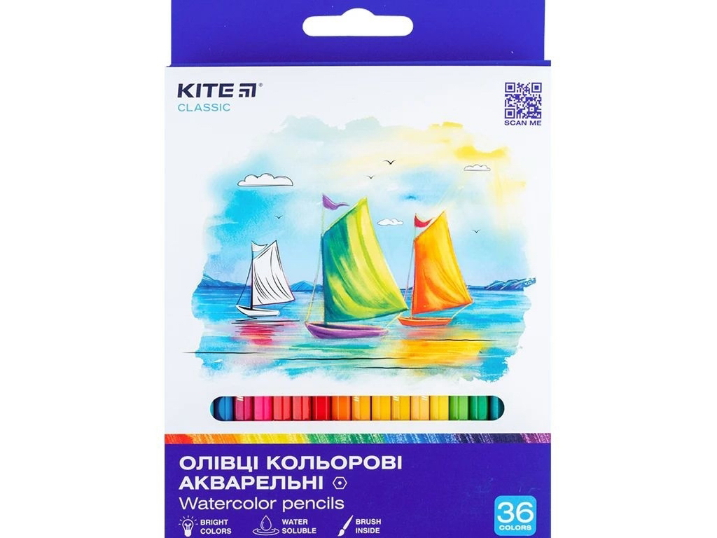 Карандаши цветные акварельные Classic 36 шт, Kite