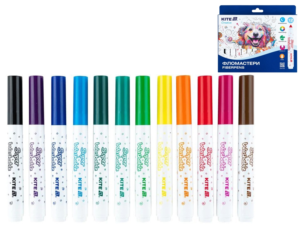 Фломастери Creative Superwashable Jumbo 12 кольорів, Kite