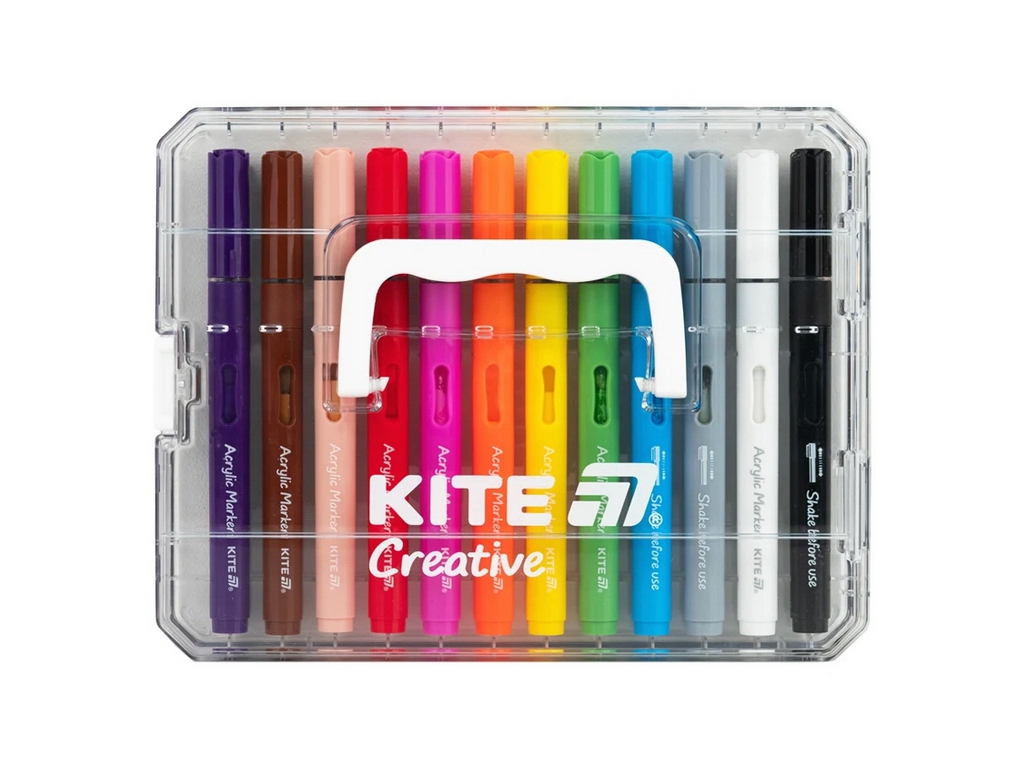 Маркери акрилові Kite Creative з рідкими чорнилами, 12 кольорів