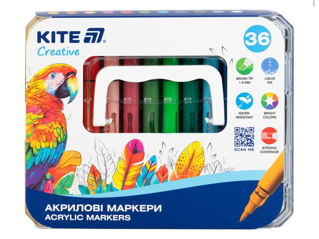 Маркери акрилові Kite Creative з рідкими чорнилами, 36 кольорів