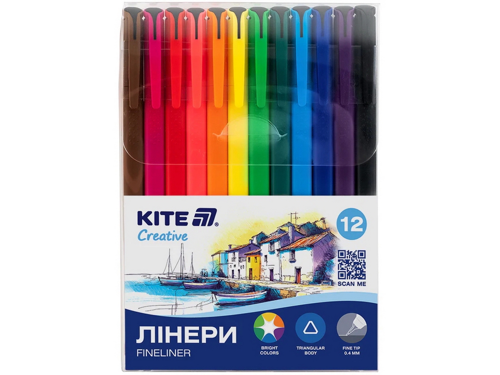 Лінери тонкі Kite Creative K-1164, 12 кольорів, лінія 0,4 мм, Kite