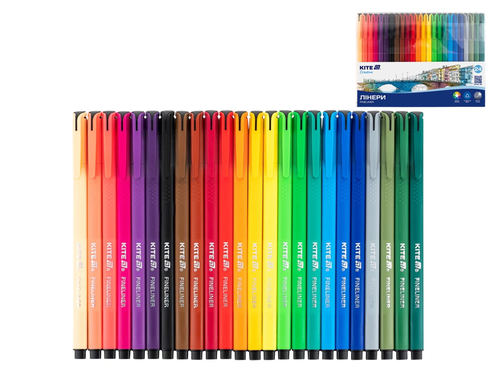 Линеры тонкие Kite Creative K-1165, 24 цвета, линия 0,4 мм, Kite