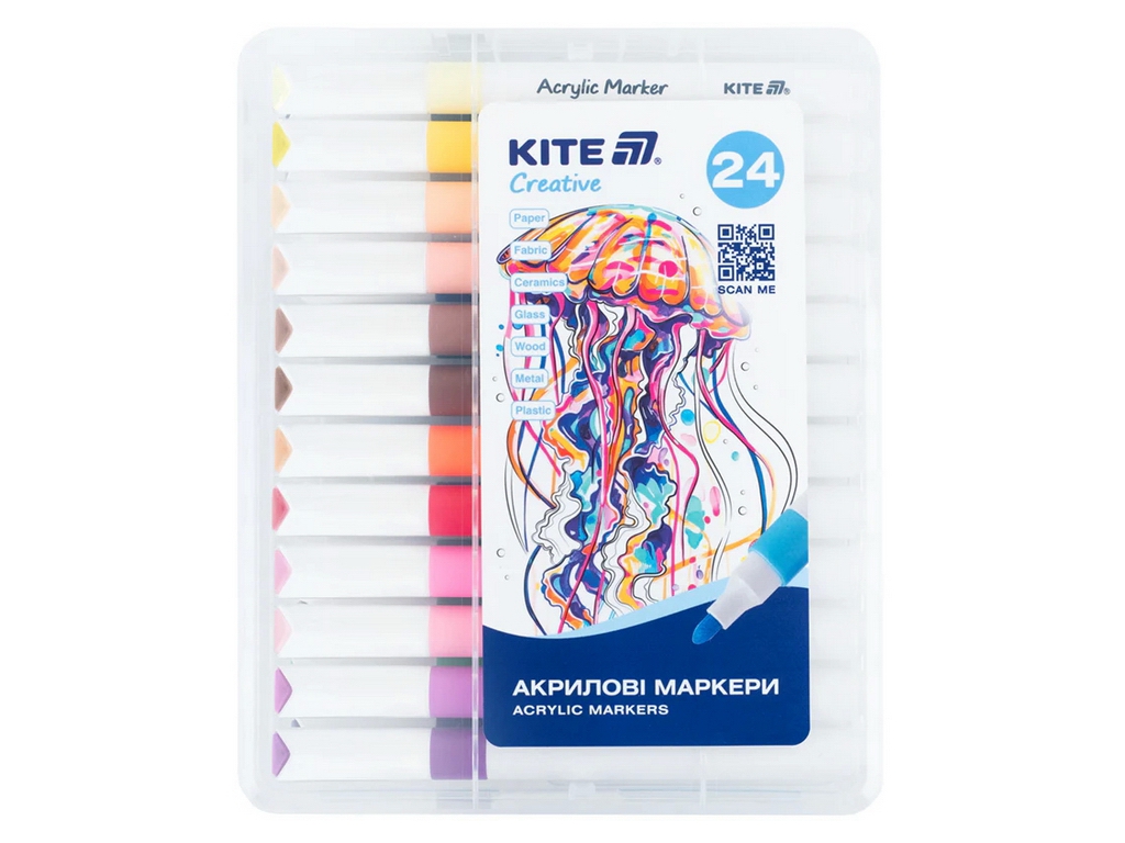 Маркери акрилові Jumbo Kite Creative, 24 кольори