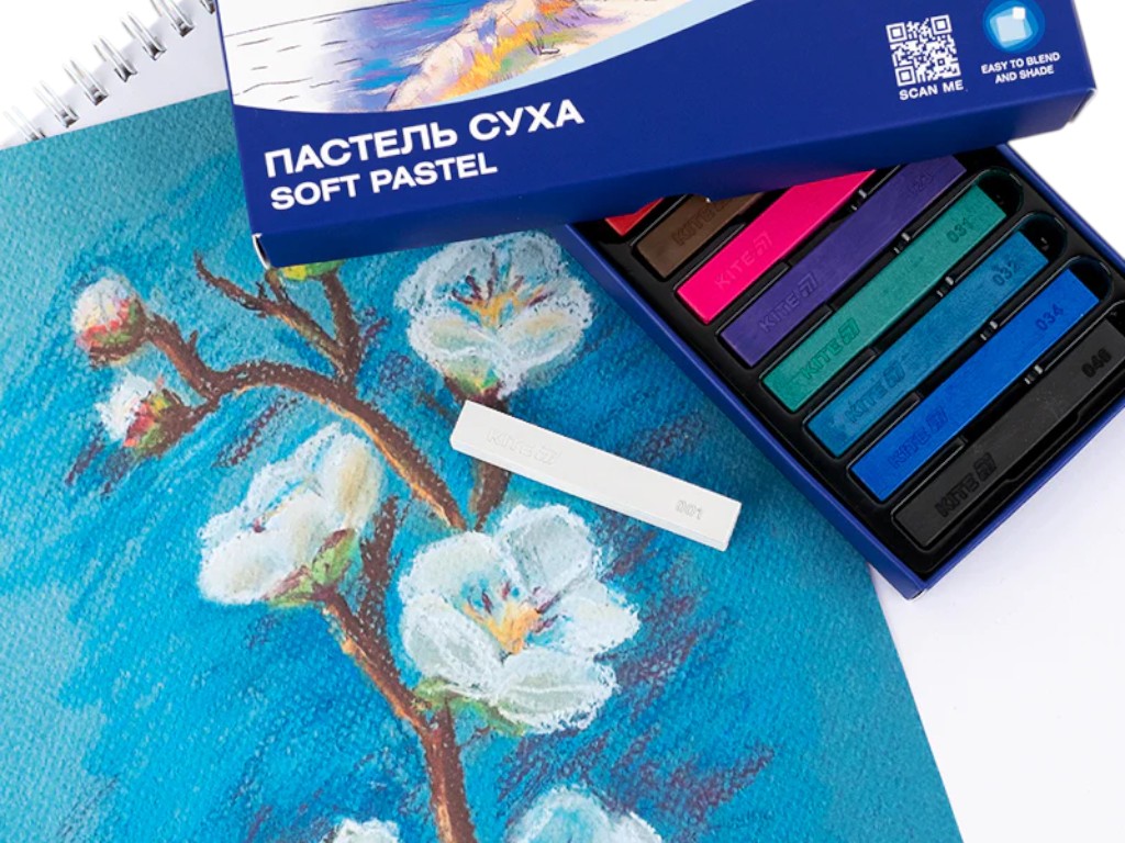 Пастель суха Creative K-201-12, 12 кольорів, квадратна форма, Kite