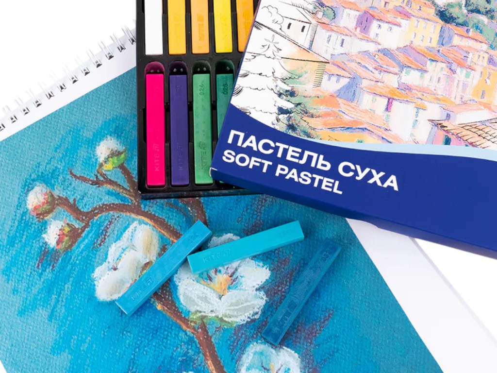 Пастель суха Creative K-201-24, 24 кольори, квадратна форма, Kite